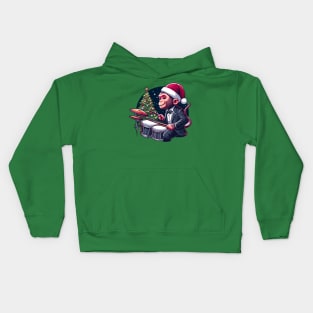 Drummer Monkey Christmas Kids Hoodie